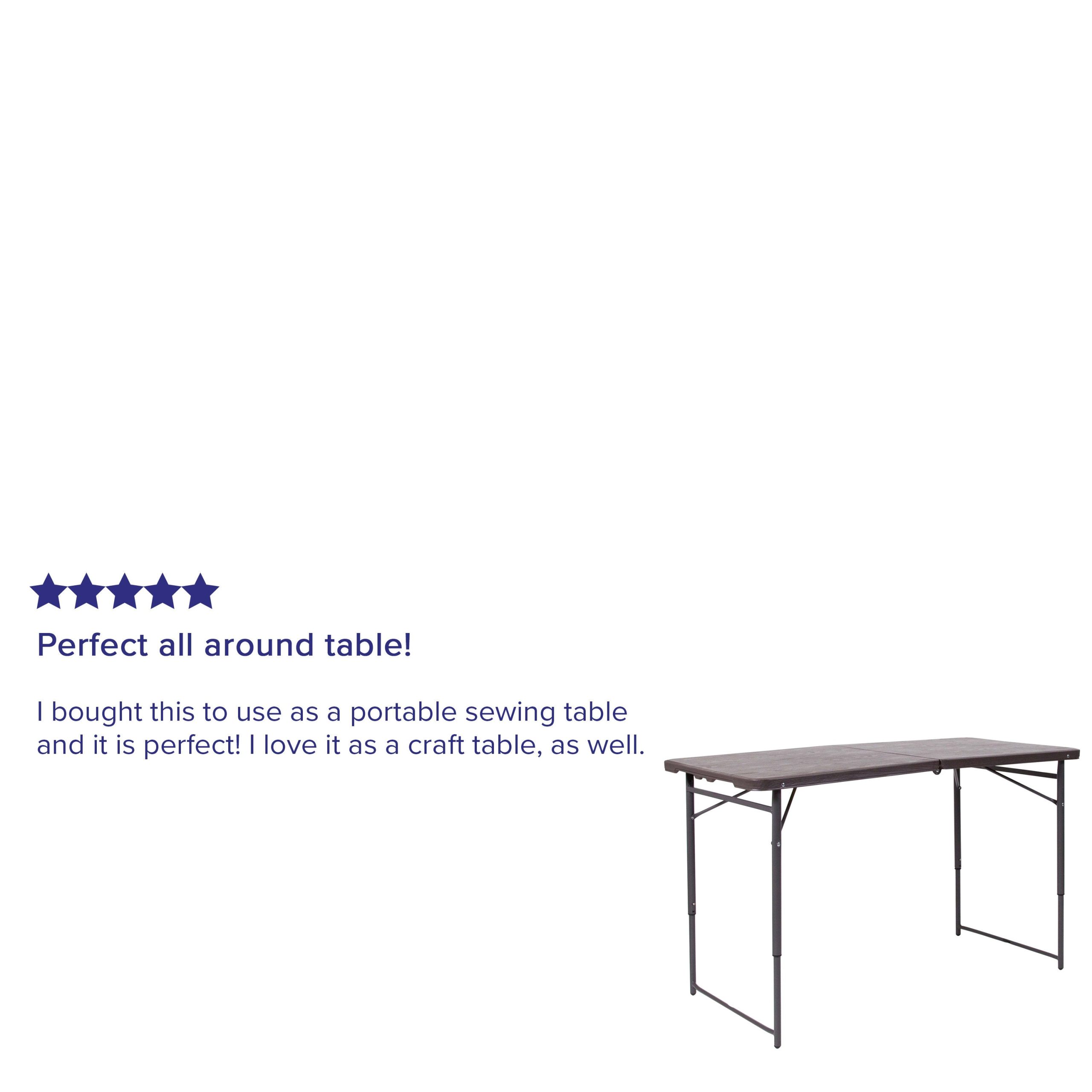 4-Foot Height Adjustable Bi-Fold Dark Gray Plastic Folding Table with Carrying Handle - Image 16