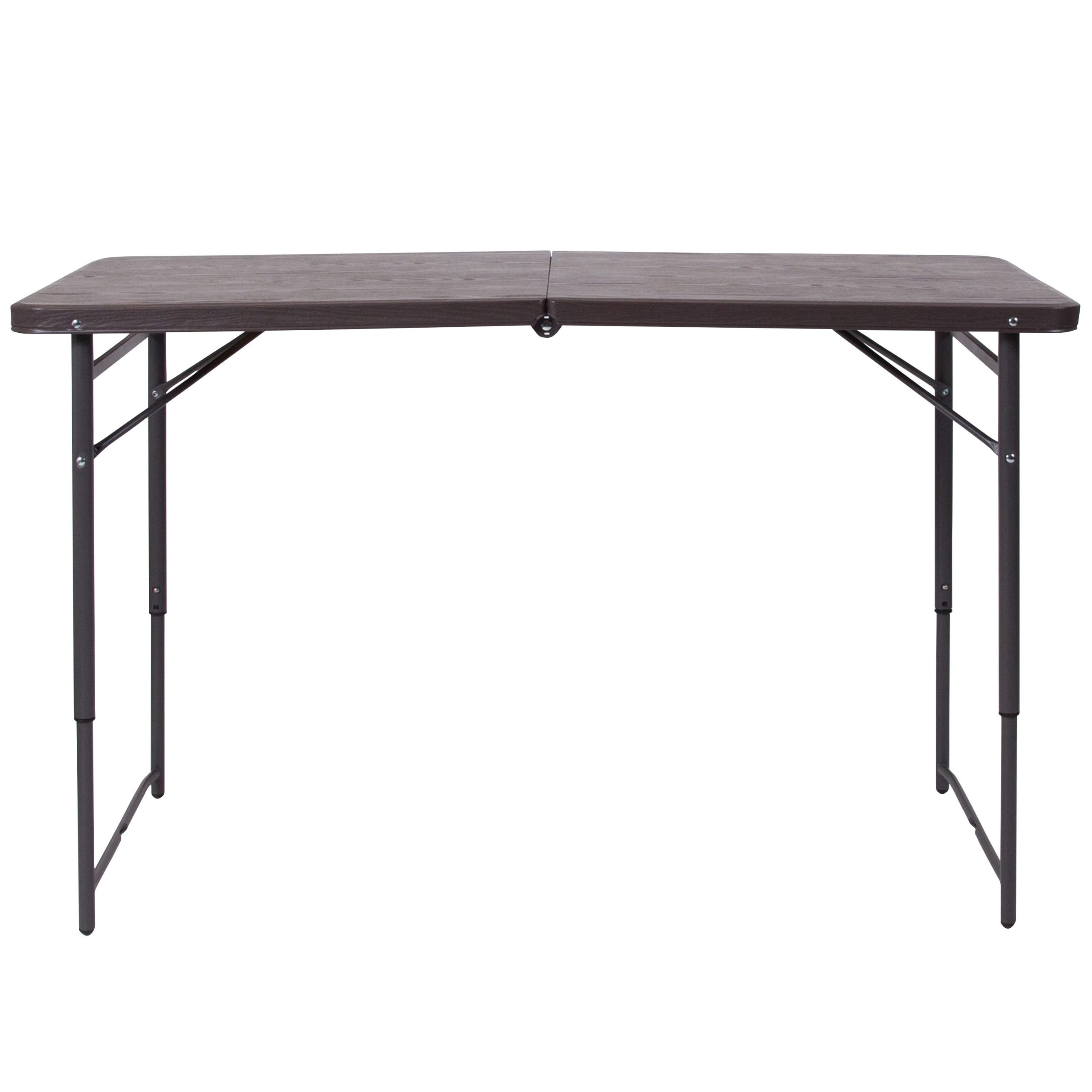 4-Foot Height Adjustable Bi-Fold Dark Gray Plastic Folding Table with Carrying Handle - Image 20