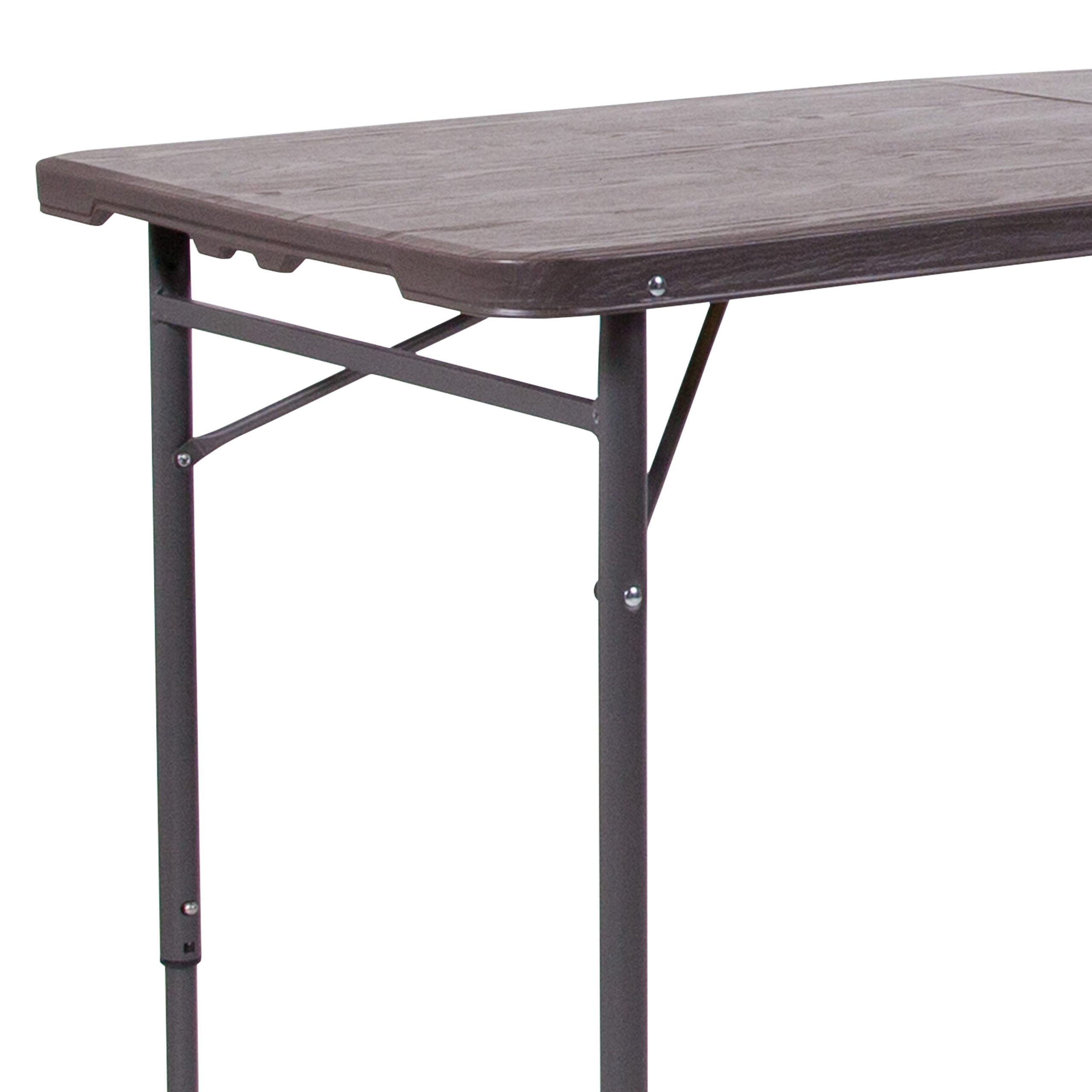 4-Foot Height Adjustable Bi-Fold Dark Gray Plastic Folding Table with Carrying Handle - Image 22