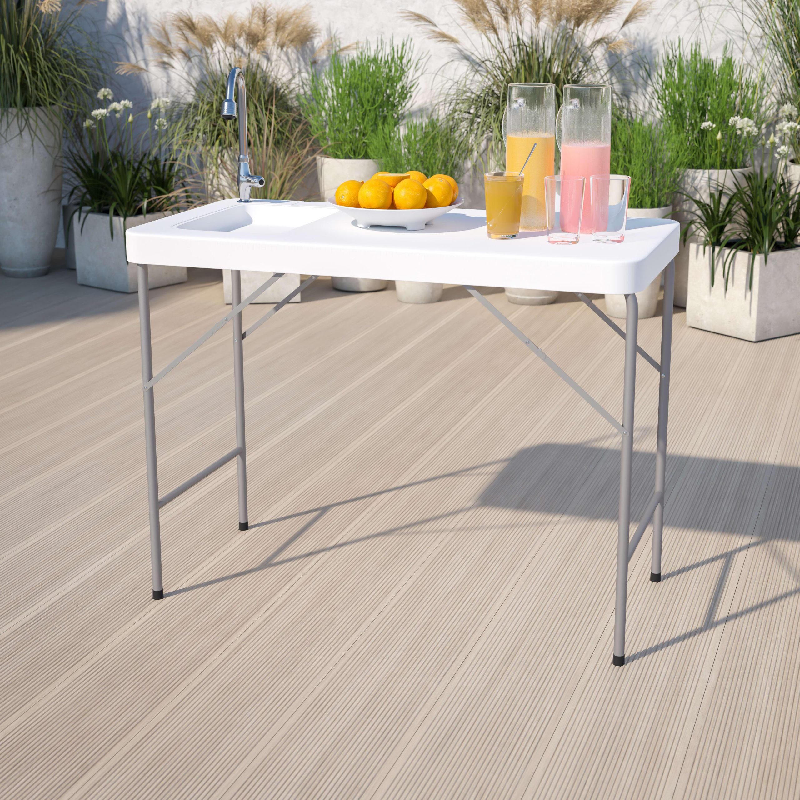 4-Foot Portable Fish Cleaning Table / Outdoor Camping Table and Sink - Image 2