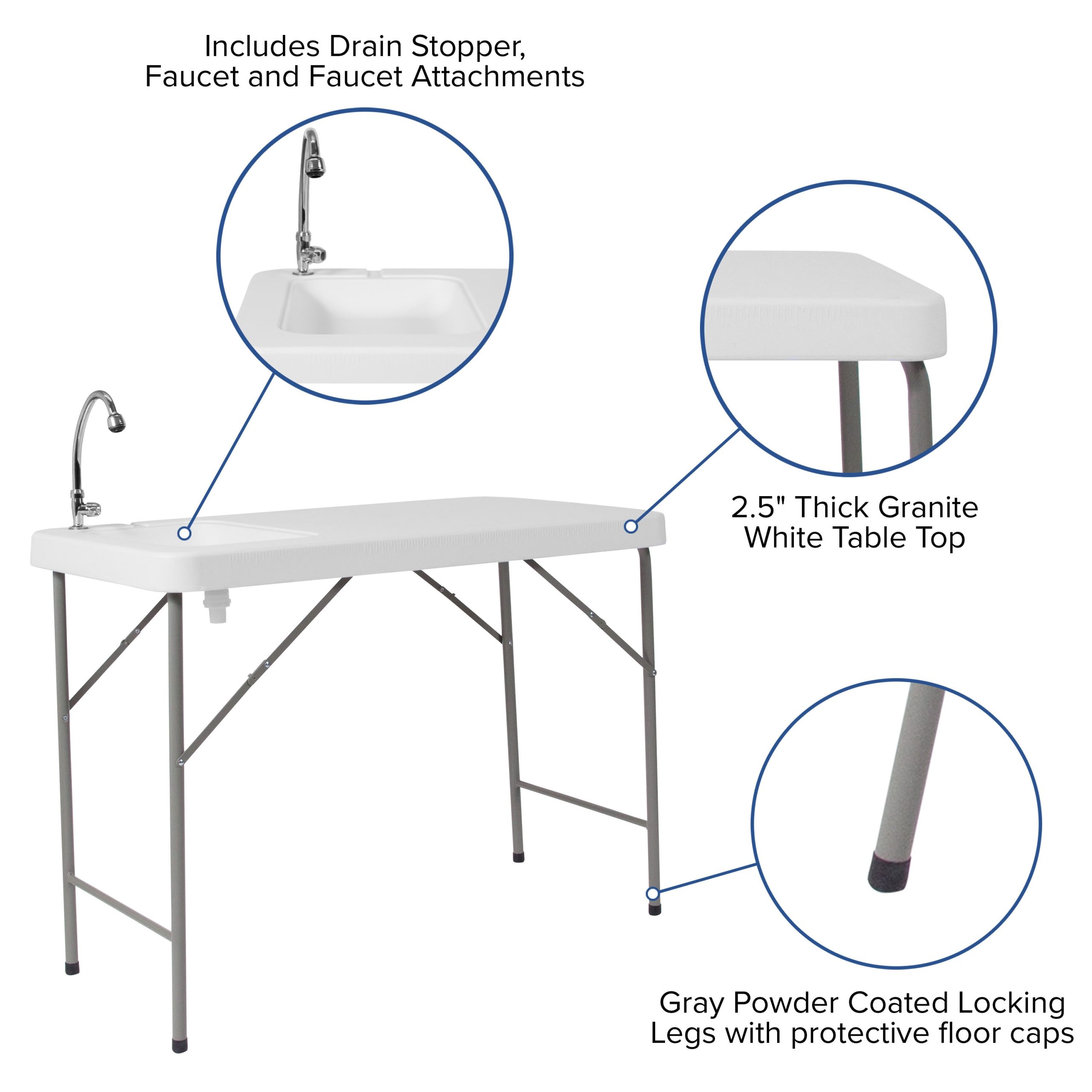 4-Foot Portable Fish Cleaning Table / Outdoor Camping Table and Sink - Image 7