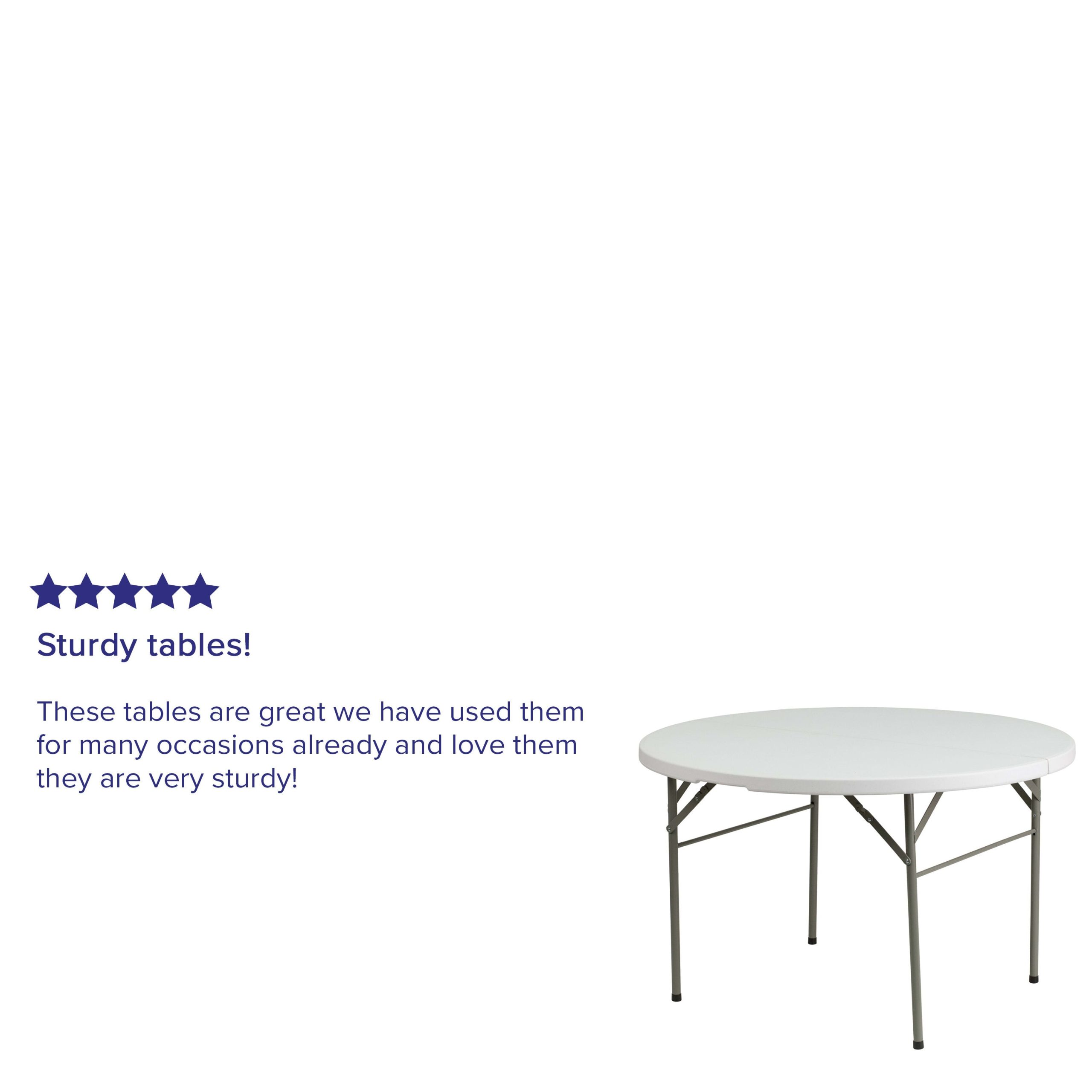 4-Foot Round Bi-Fold Plastic Banquet and Event Folding Table with Carrying Handle - Image 4
