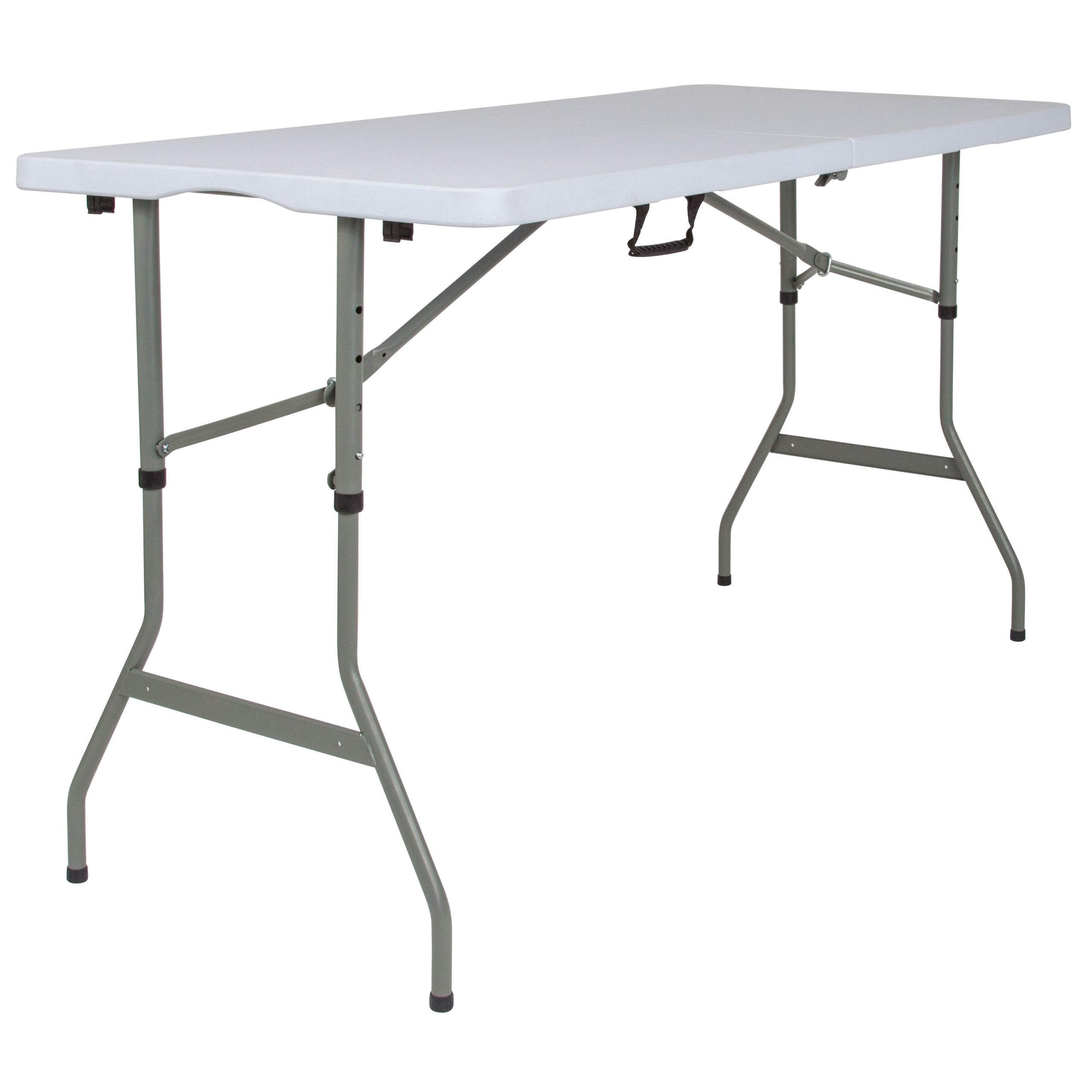 5-Foot Height Adjustable Bi-Fold Plastic Banquet and Event Folding Table with Carrying Handle - Image 6