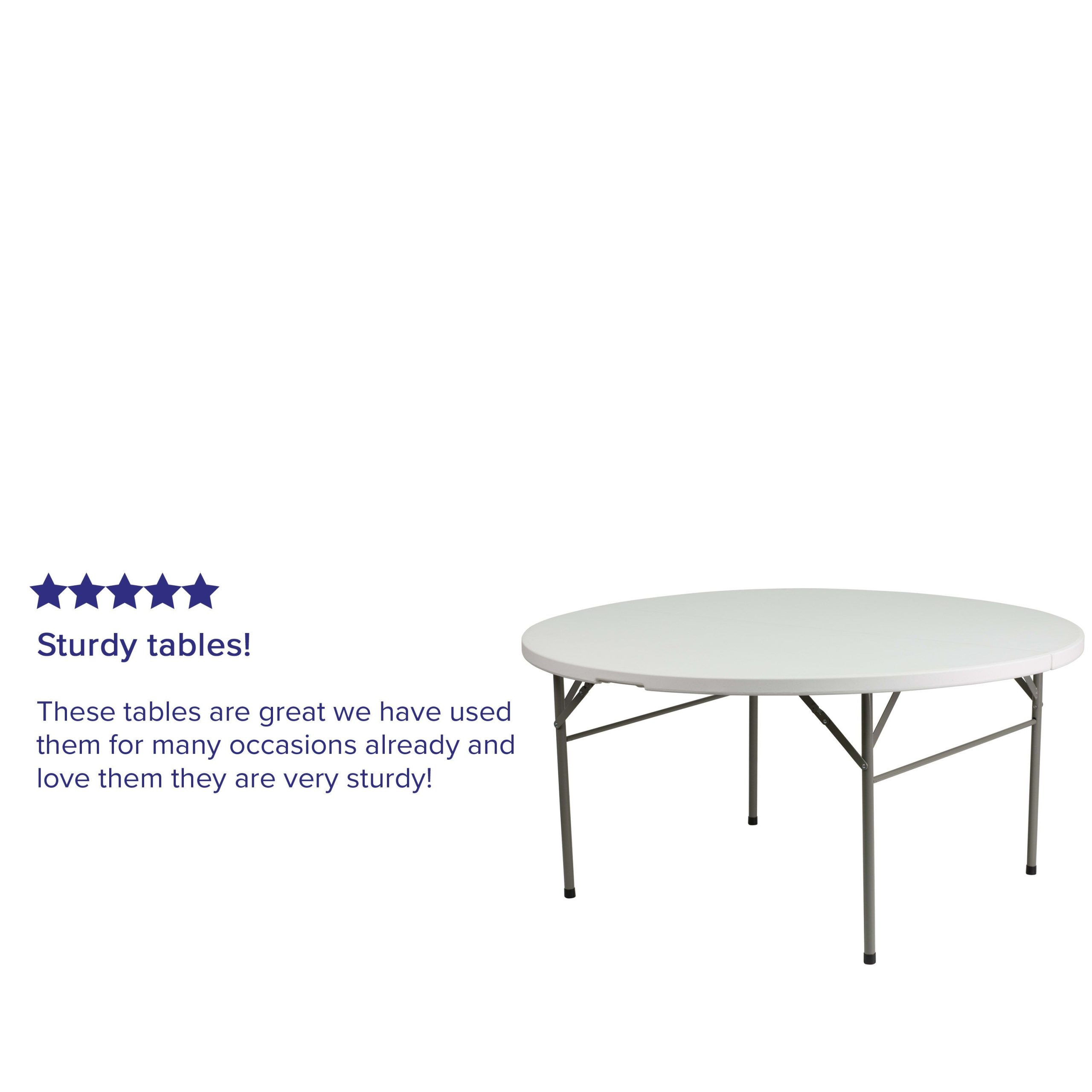 5-Foot Round Bi-Fold Plastic Folding Table with Carrying Handle - Image 4