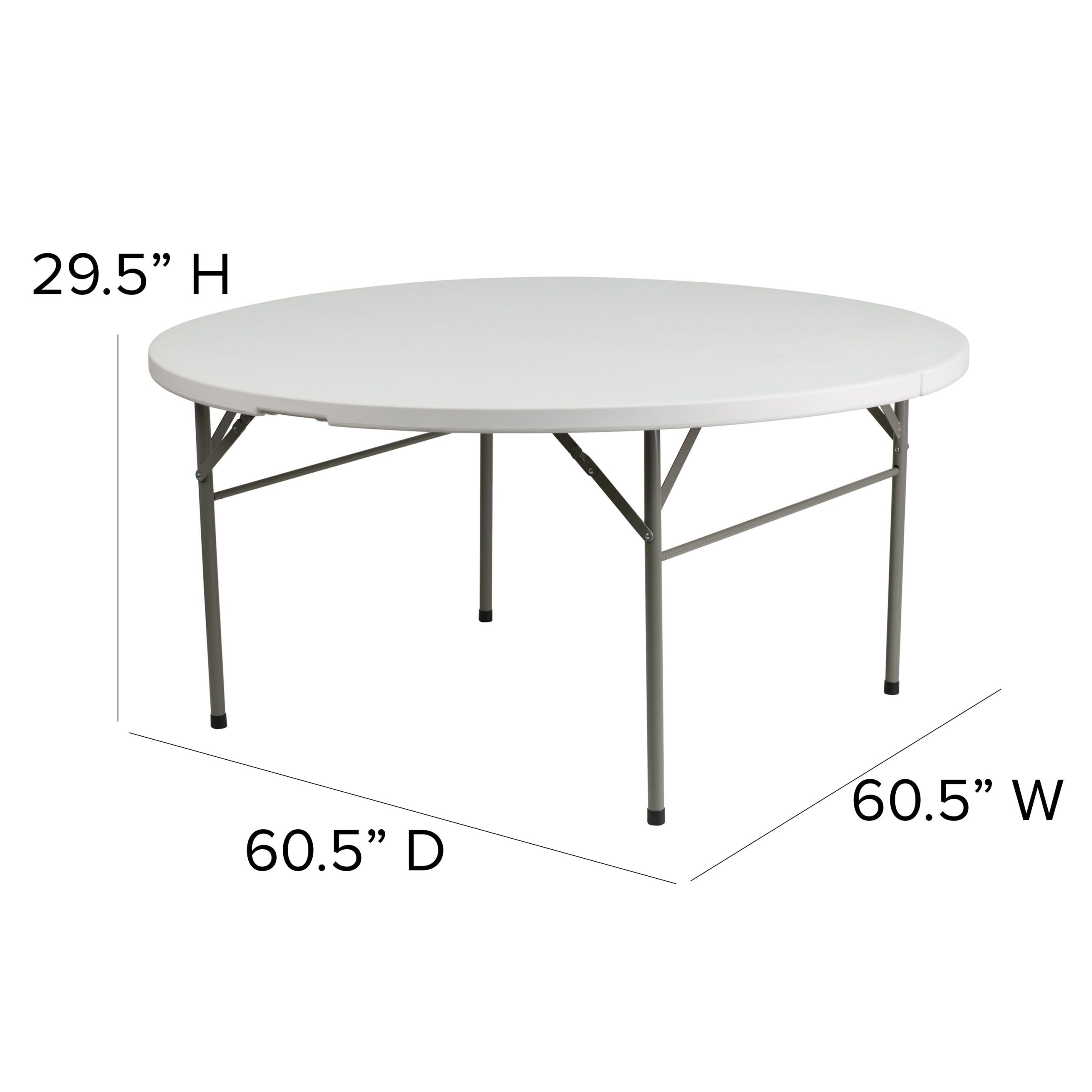 5-Foot Round Bi-Fold Plastic Folding Table with Carrying Handle - Image 5