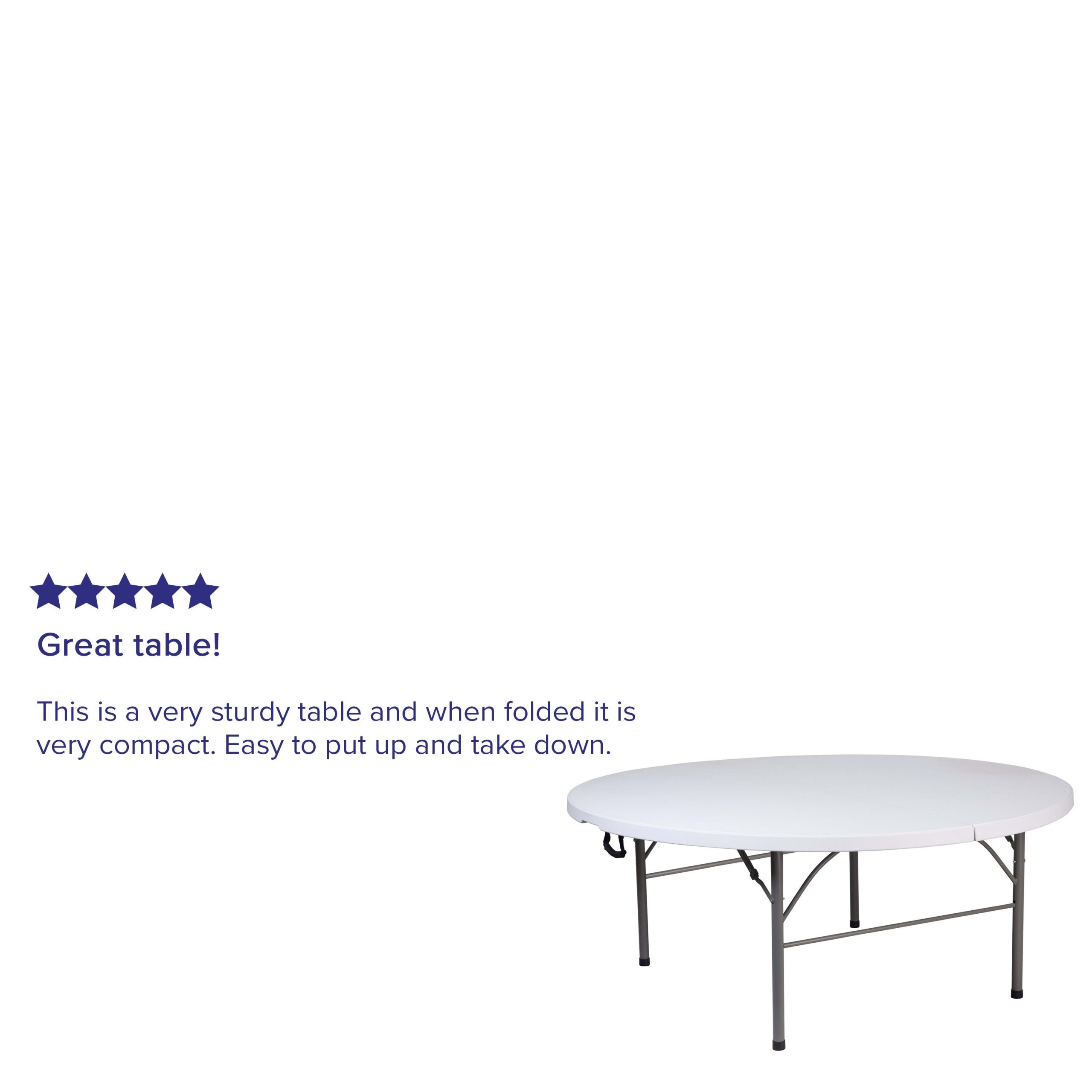 5.89-Foot Round Bi-Fold Plastic Banquet and Event Folding Table with Carrying Handle - Image 4