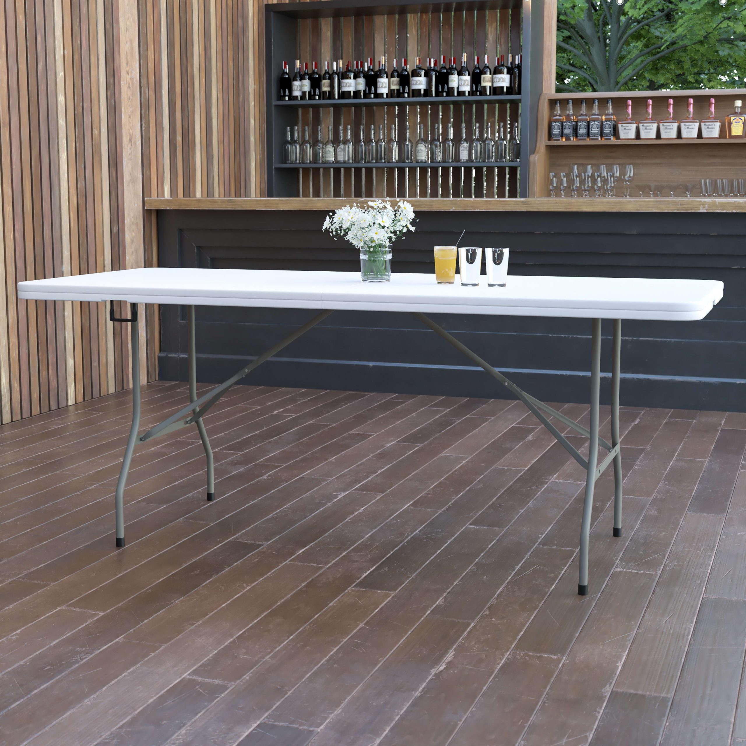 6-Foot Bi-Fold Plastic Banquet and Event Folding Table with Carrying Handle - Image 14