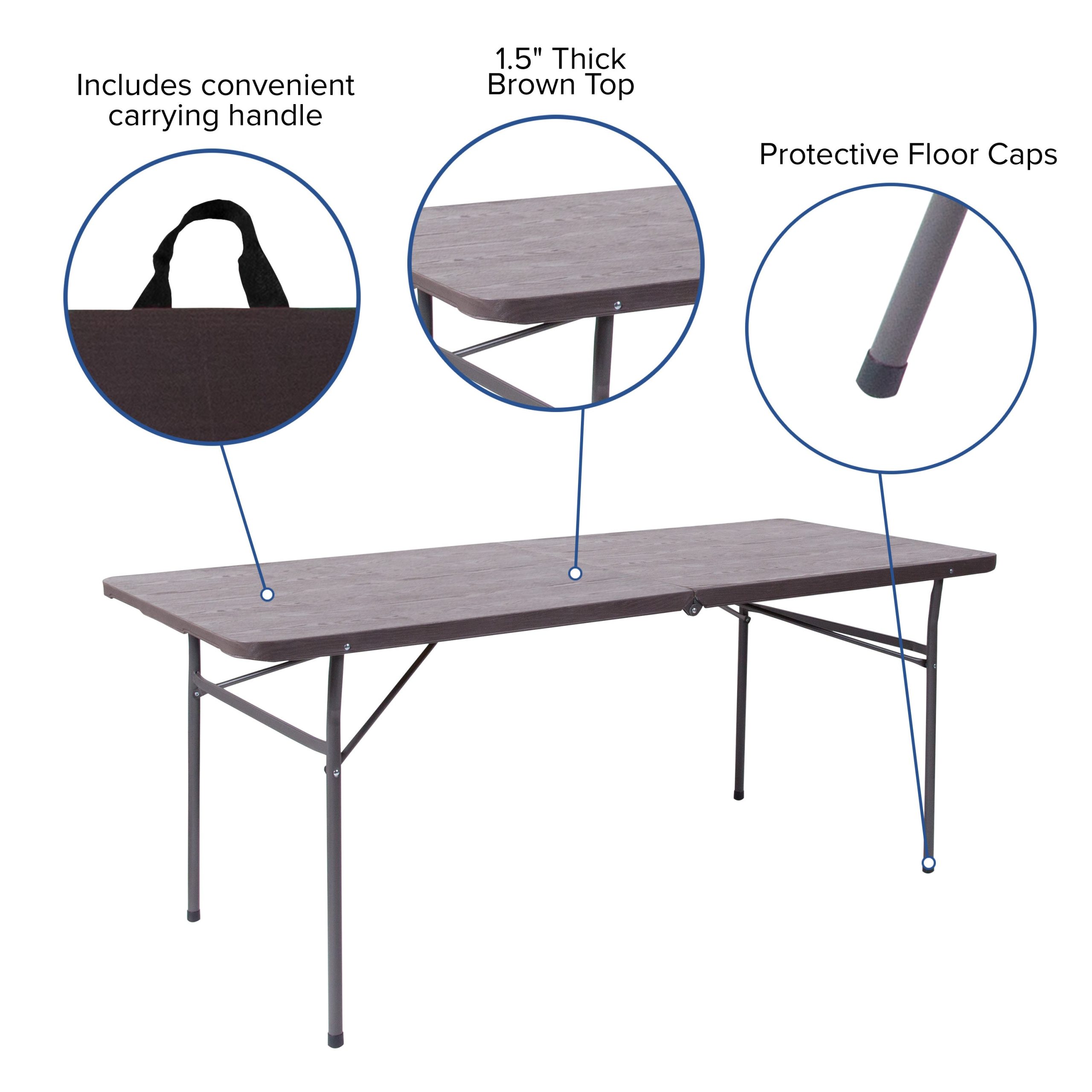 6-Foot Bi-Fold Plastic Banquet and Event Folding Table with Carrying Handle - Image 25