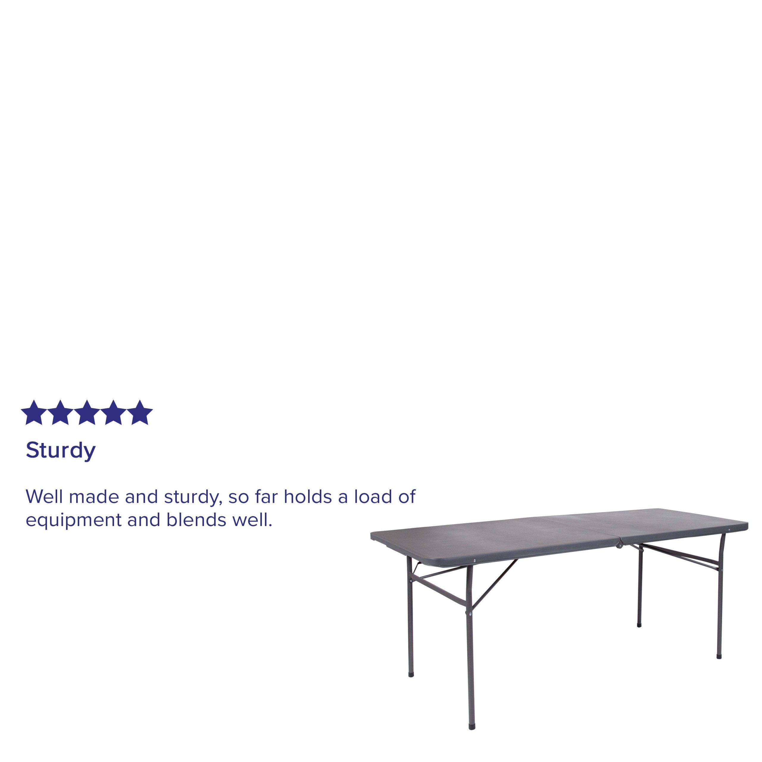 6-Foot Bi-Fold Plastic Banquet and Event Folding Table with Carrying Handle - Image 4