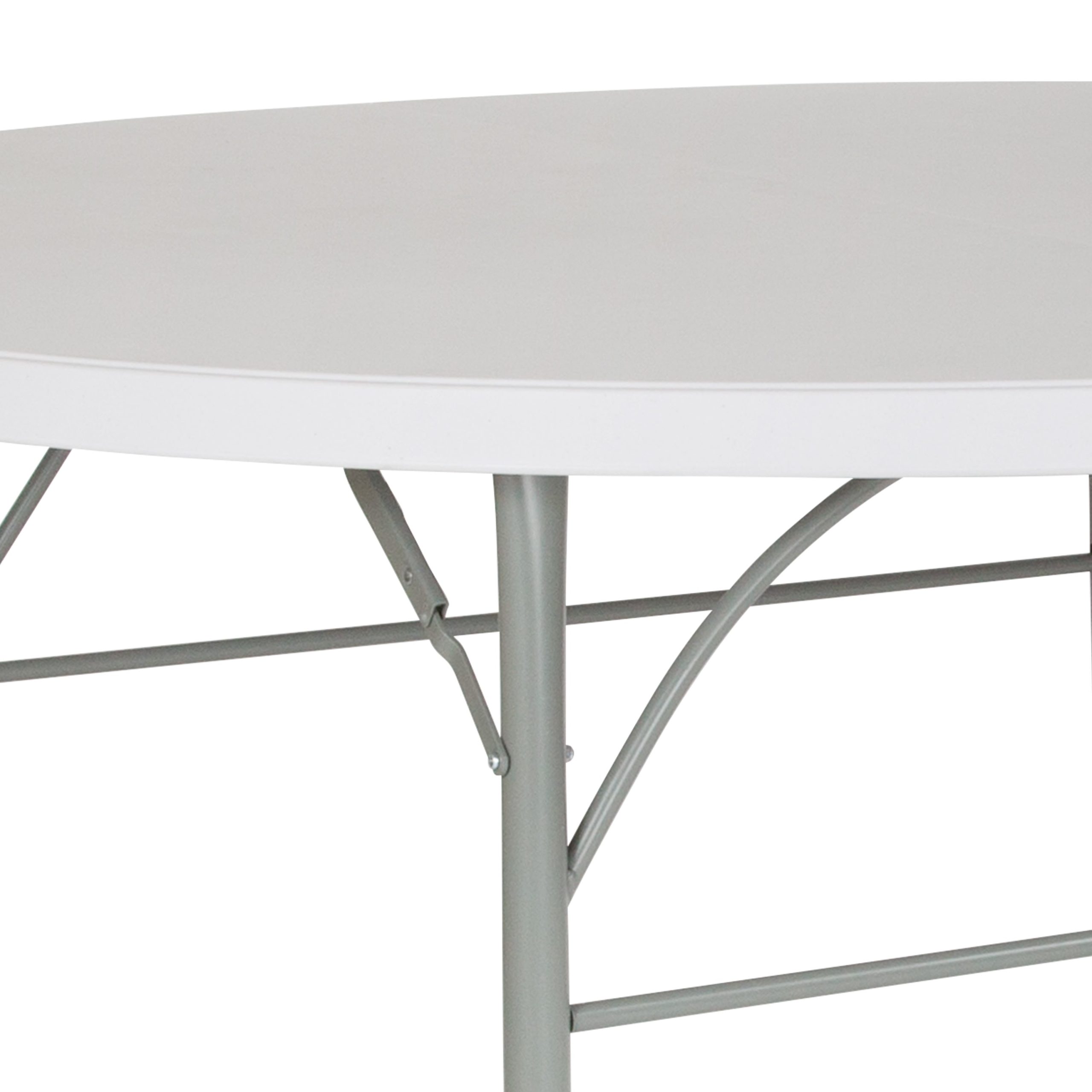 6-Foot Round Bi-Fold Plastic Banquet and Event Folding Table with Carrying Handle - Image 10