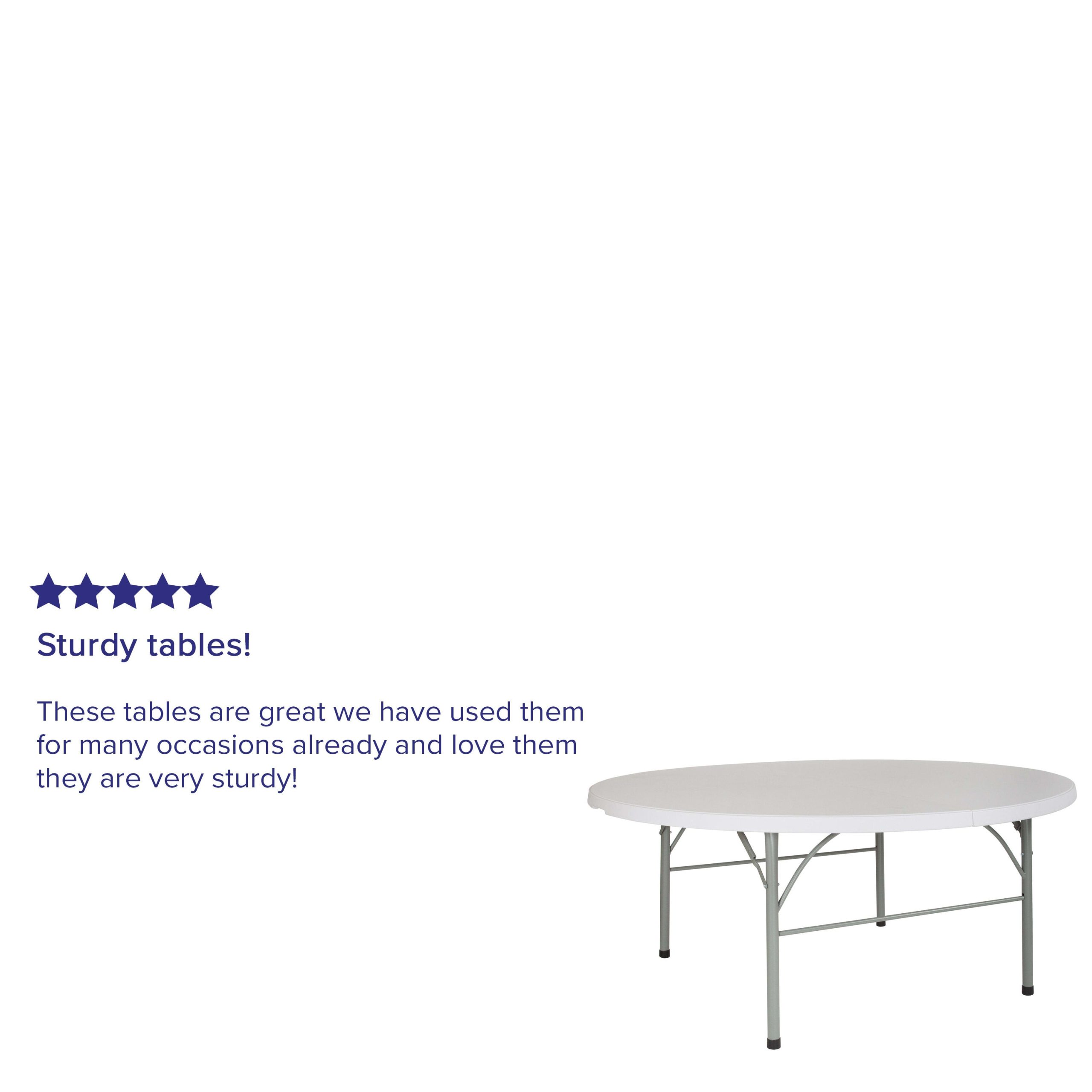 6-Foot Round Bi-Fold Plastic Banquet and Event Folding Table with Carrying Handle - Image 4