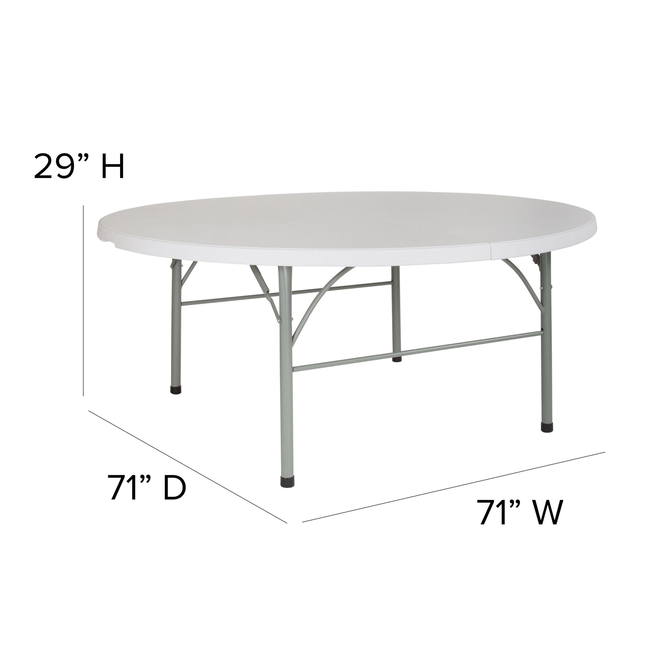 6-Foot Round Bi-Fold Plastic Banquet and Event Folding Table with Carrying Handle - Image 6