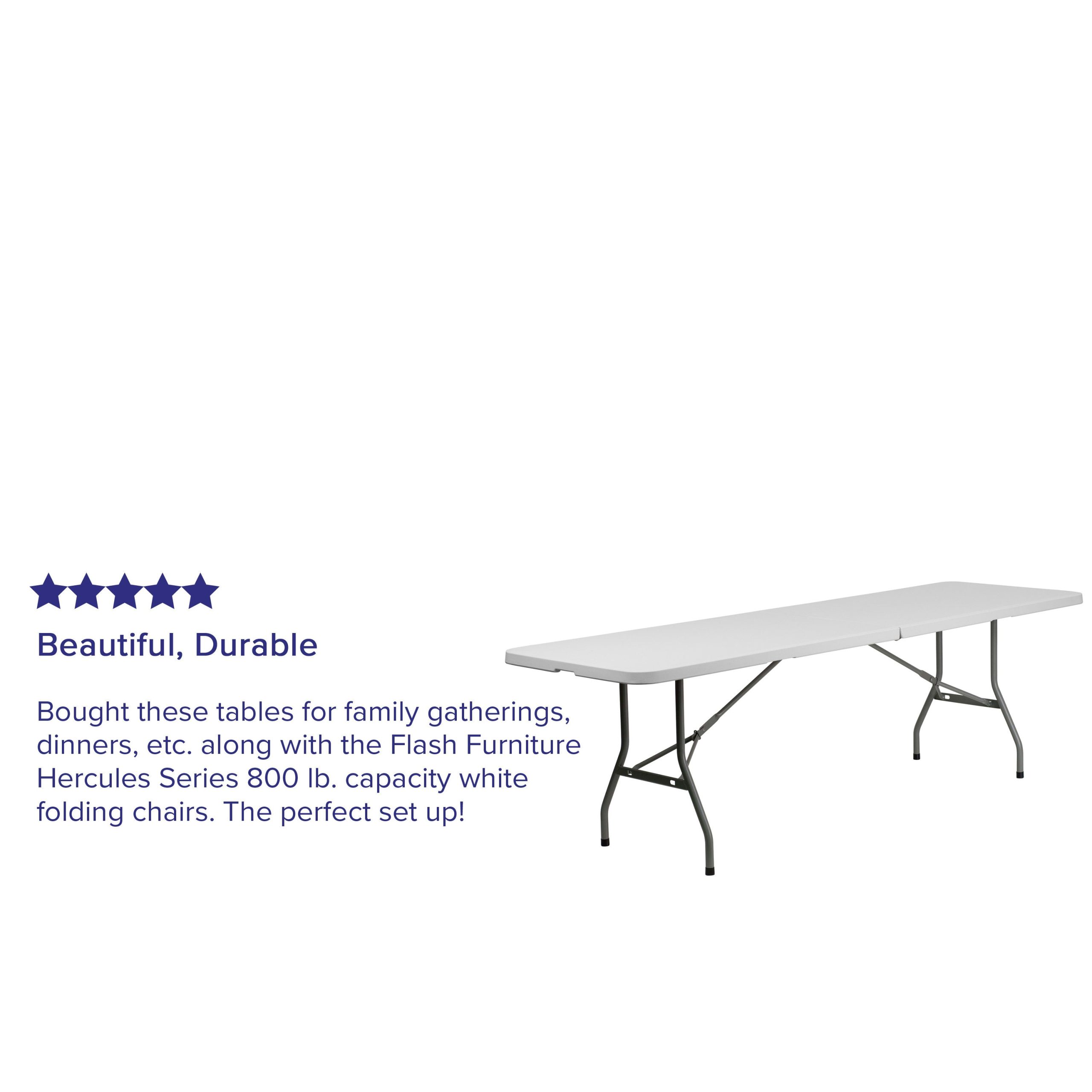 8-Foot Bi-Fold Plastic Banquet and Event Folding Table with Carrying Handle - Image 4