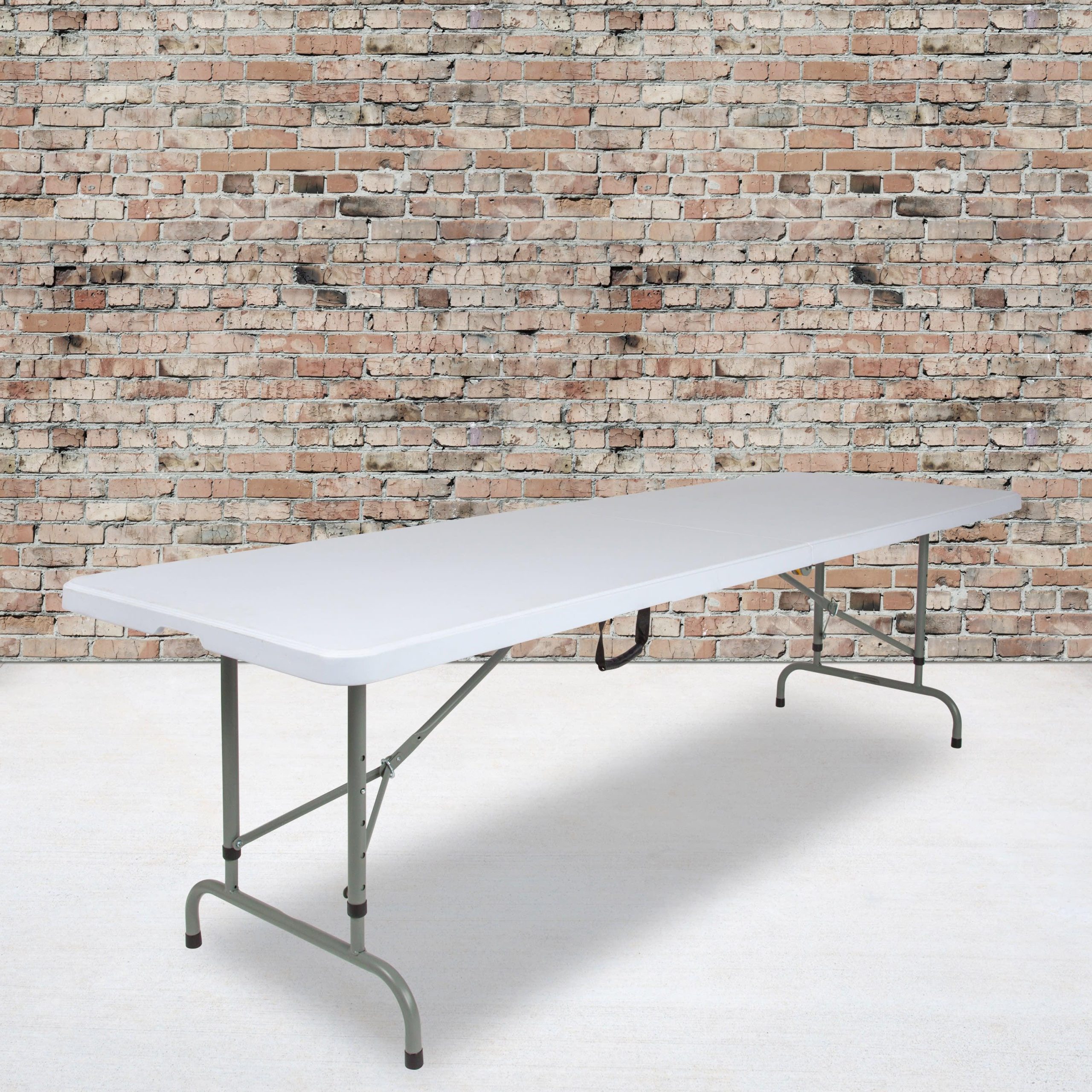 8-Foot Height Adjustable Bi-Fold Plastic Banquet and Event Folding Table with Carrying Handle - Image 2