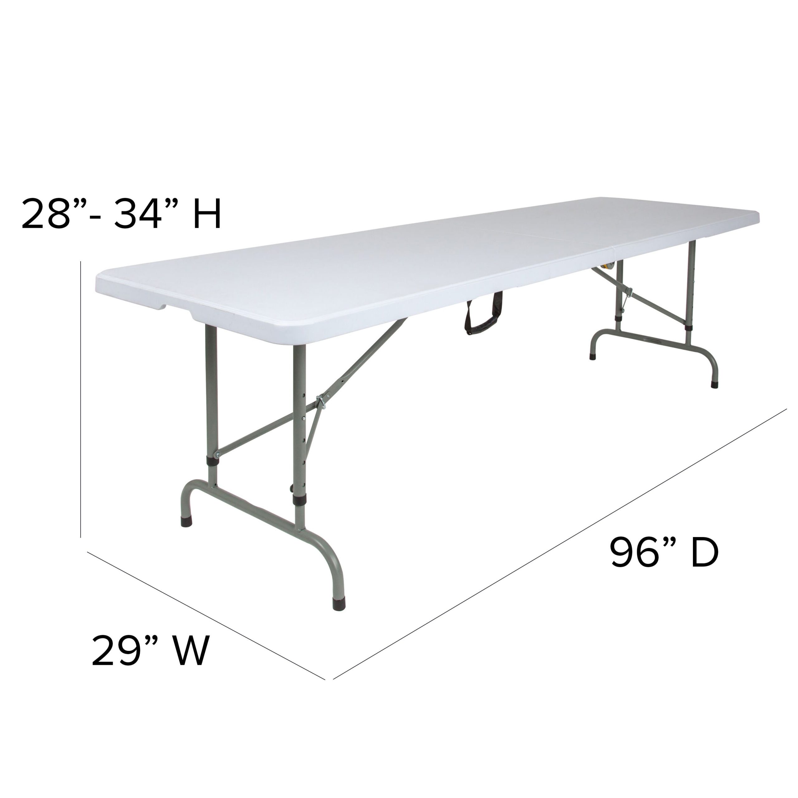 8-Foot Height Adjustable Bi-Fold Plastic Banquet and Event Folding Table with Carrying Handle - Image 4