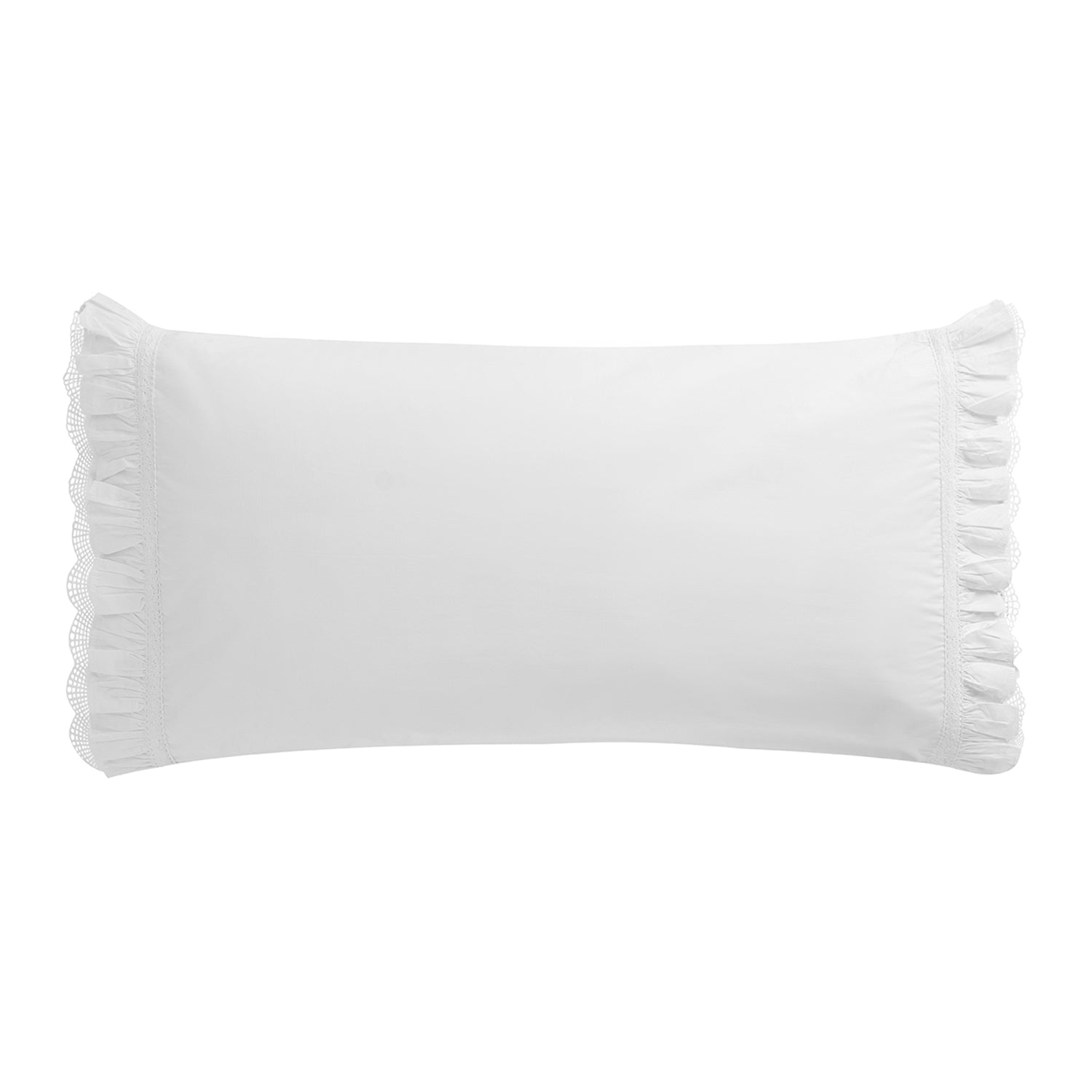 Castillo White Lace 300 Thread Count Cotton Percale King Size Pillowcases - Pair