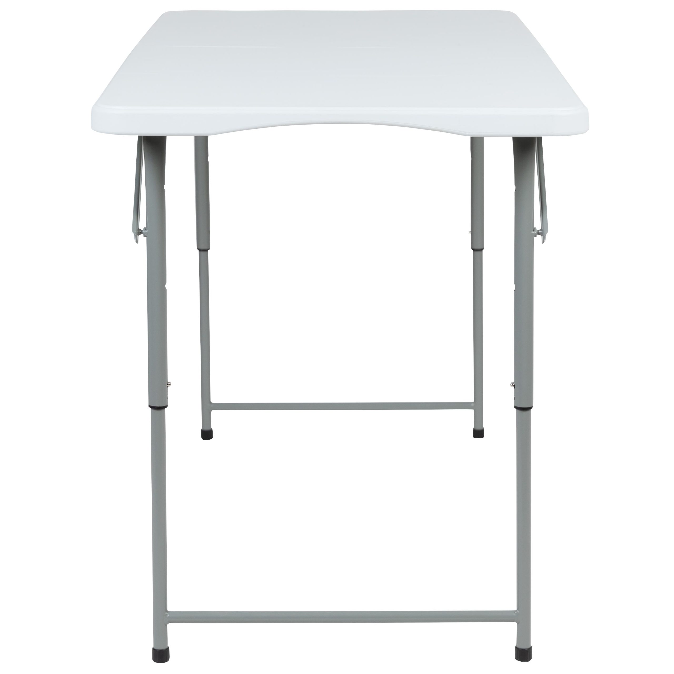 Height Adjustable Bi-Fold Plastic Folding Table with Carrying Handle - Image 8