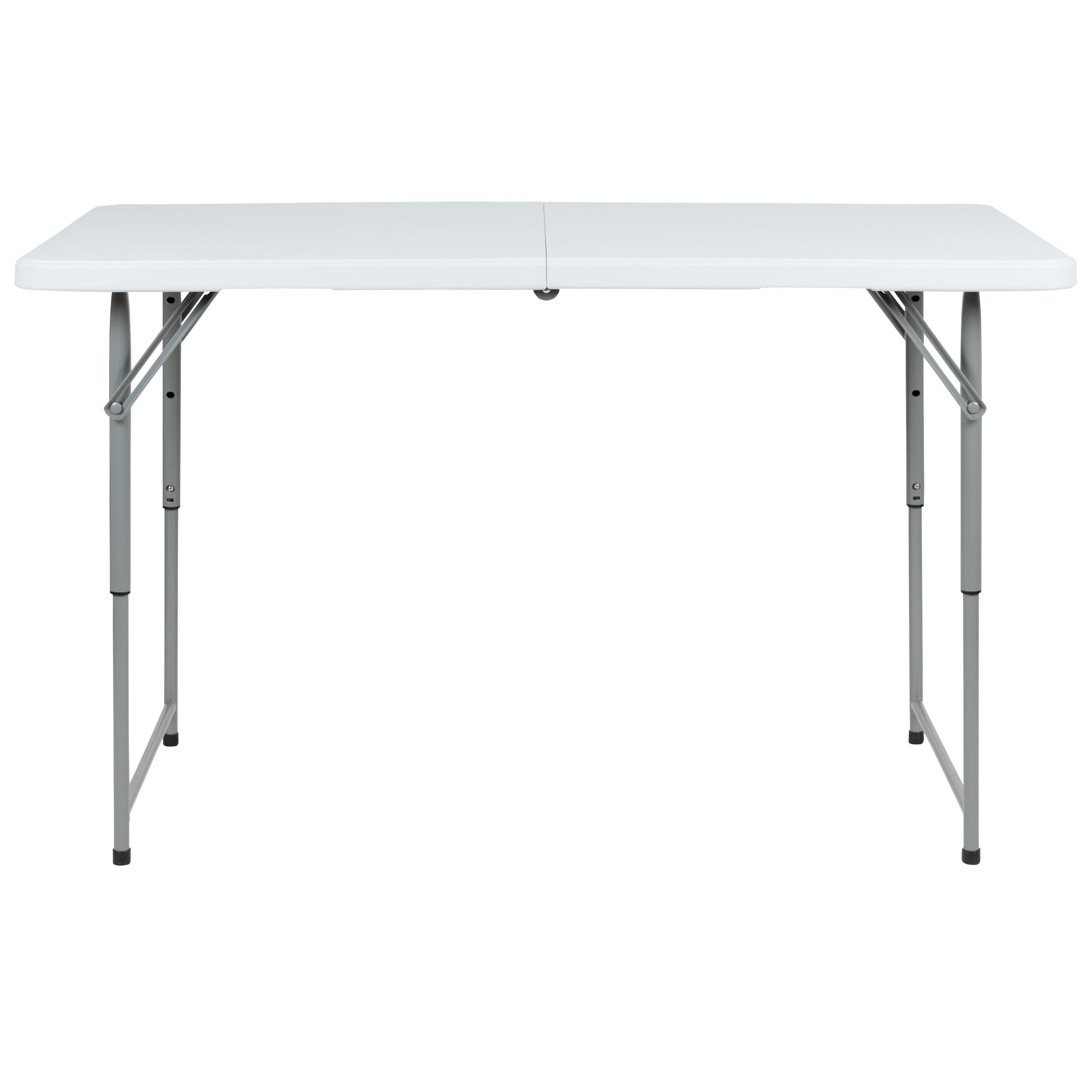 Height Adjustable Bi-Fold Plastic Folding Table with Carrying Handle - Image 9
