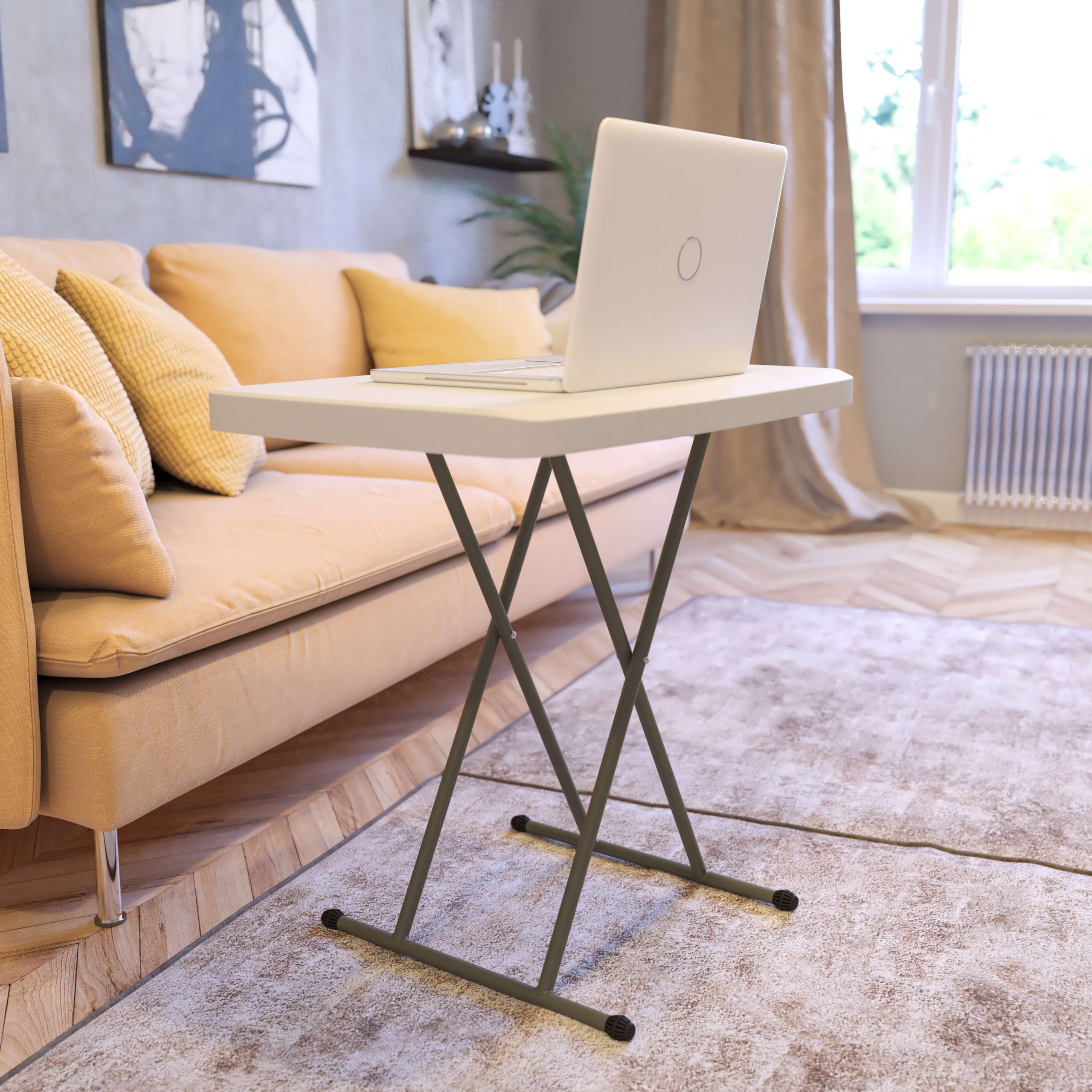 Indoor/Outdoor Plastic Folding Table, Adjustable Height Commercial Grade Side Table, Laptop Table, TV Tray - Image 16