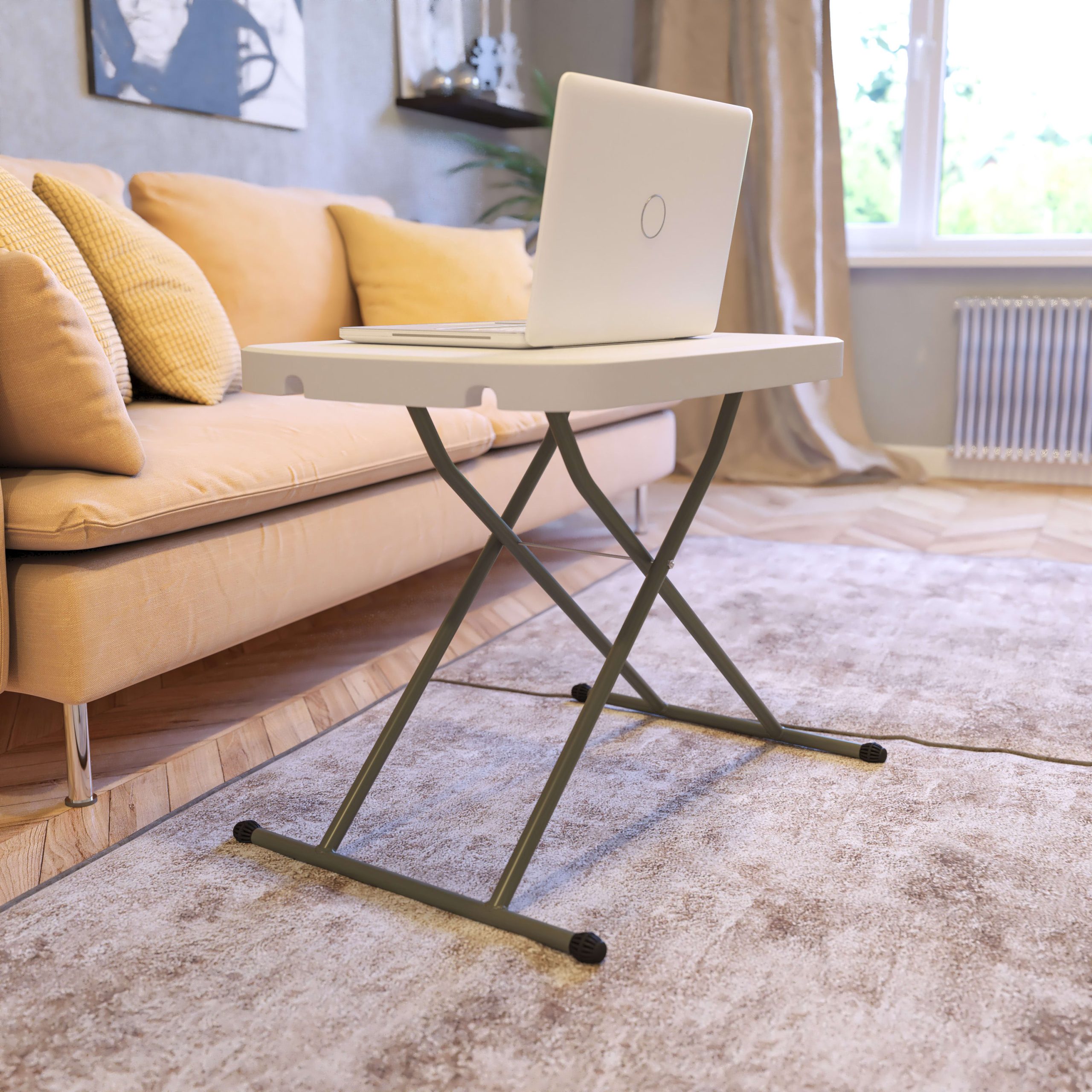 Indoor/Outdoor Plastic Folding Table, Adjustable Height Commercial Grade Side Table, Laptop Table, TV Tray - Image 2