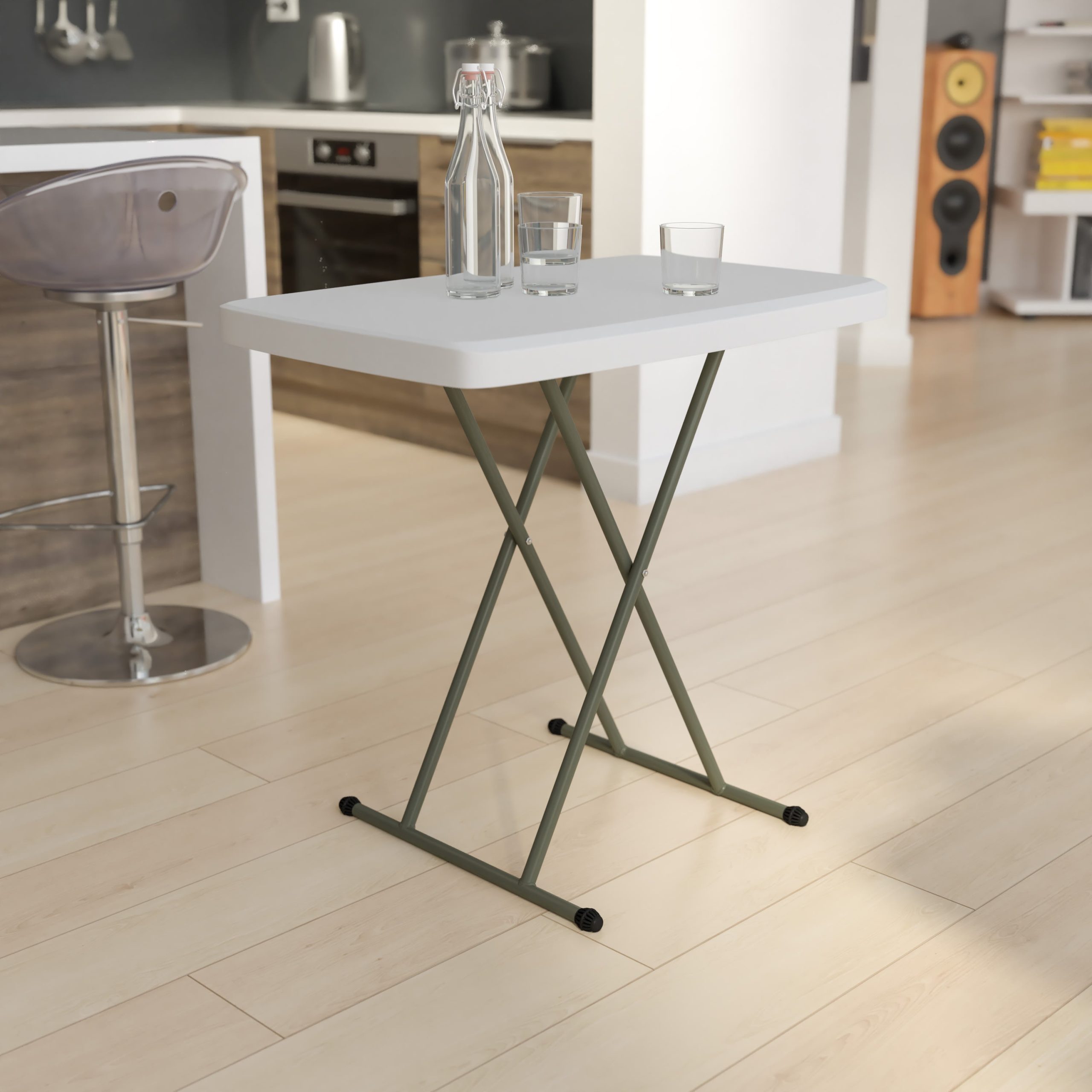 Indoor/Outdoor Plastic Folding Table, Adjustable Height Commercial Grade Side Table, Laptop Table, TV Tray - Image 20