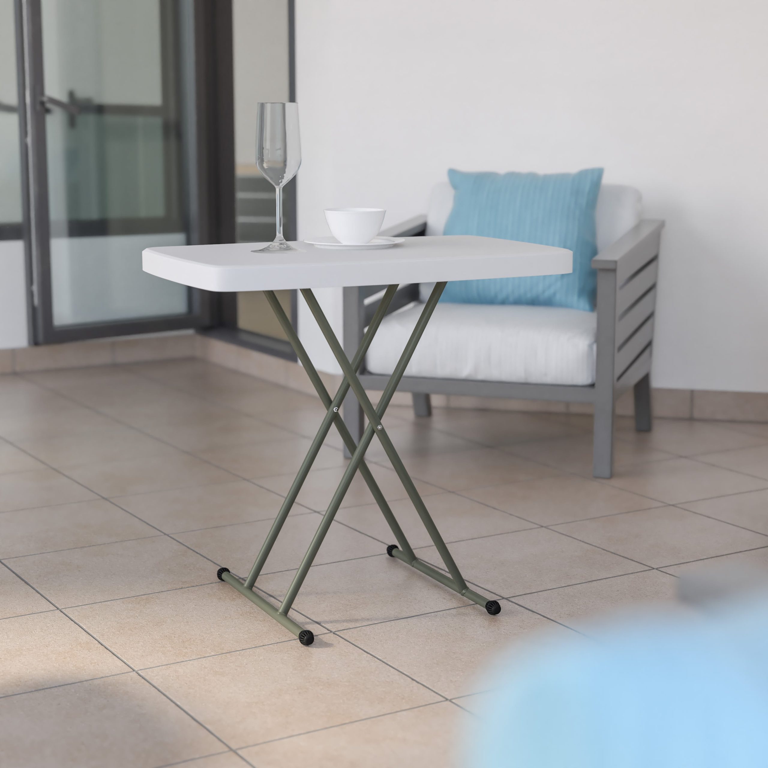 Indoor/Outdoor Plastic Folding Table, Adjustable Height Commercial Grade Side Table, Laptop Table, TV Tray - Image 21