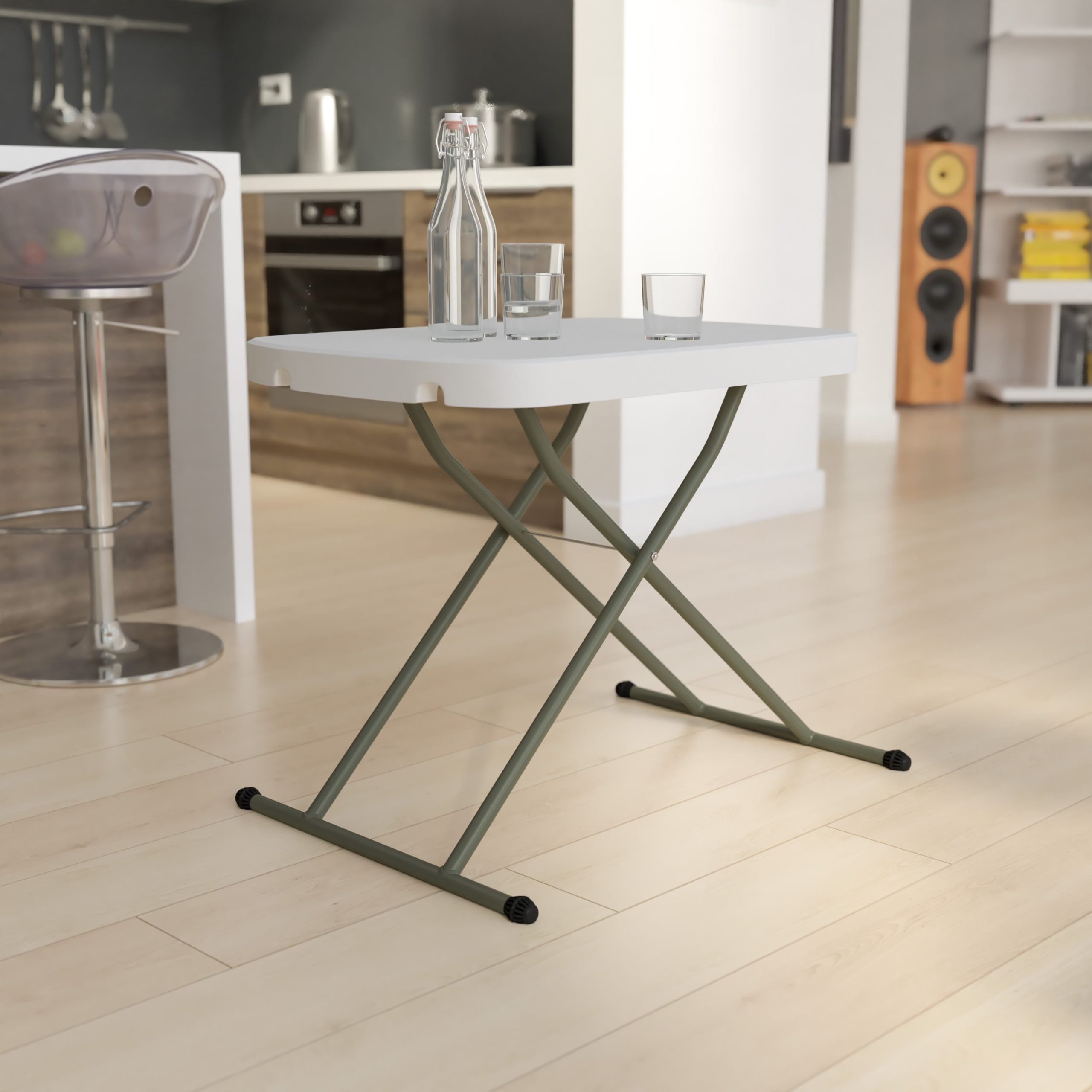 Indoor/Outdoor Plastic Folding Table, Adjustable Height Commercial Grade Side Table, Laptop Table, TV Tray - Image 6