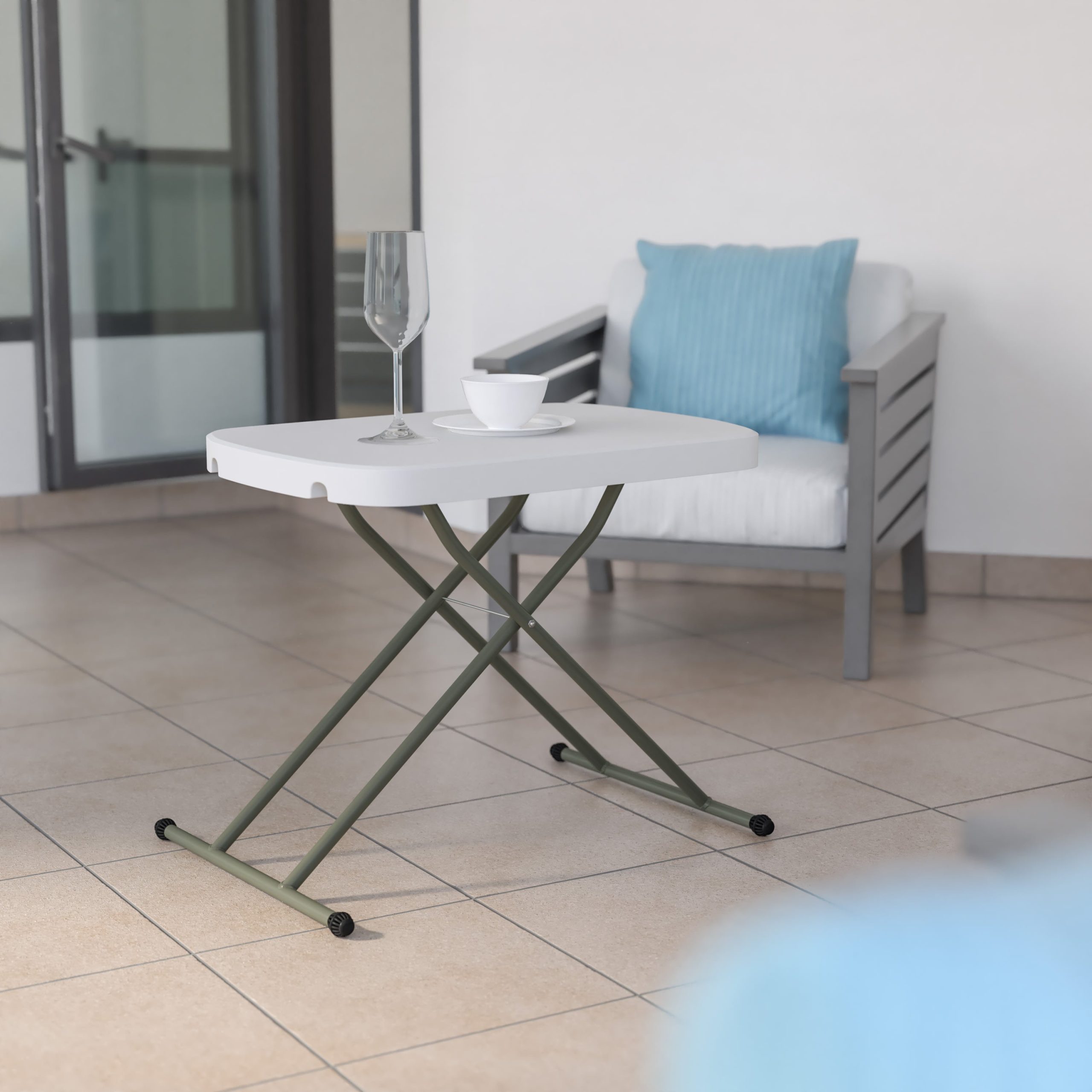 Indoor/Outdoor Plastic Folding Table, Adjustable Height Commercial Grade Side Table, Laptop Table, TV Tray - Image 7