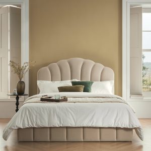 Hana Ottoman Storage Bed, Warm Stone Velvet